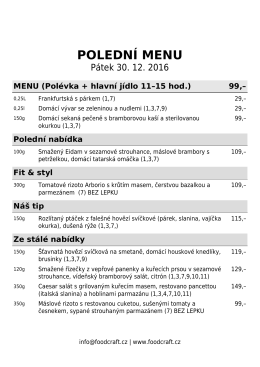 polední menu - restaurace v OD kika