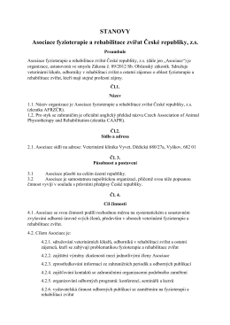 STANOVY Asociace fyzioterapie a rehabilitace zv&iacute;řat Česk&eacute;