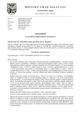 Oznámení o uzavření veřejnoprávní smlouvy o umístění