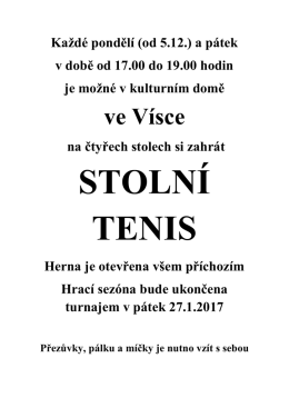 stoln&iacute; tenis v KD V&iacute;ska