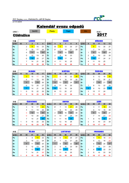 Kalendář svozu odpadů r. 2017