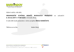 Vážení rodiče, milé děti, ORGANIZAČNÍ SCHŮZKA RODIČŮ