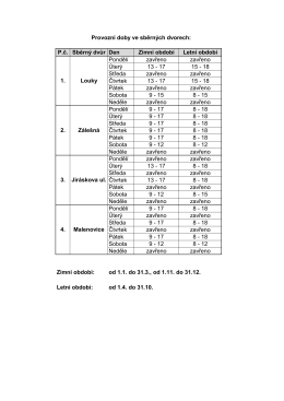 Provozní doby na sběrných dvorech