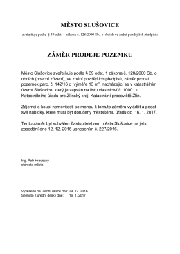 Z&aacute;měr prodeje pozemku