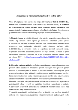 Informace o minim&aacute;ln&iacute; mzdě od 1. ledna 2017