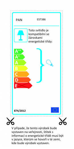 Toto svítidlo je kompatibilní se žárovkami energetické třídy: V