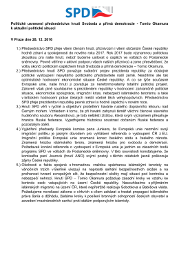 Politické usnesení předsednictva hnutí Svoboda a přímá