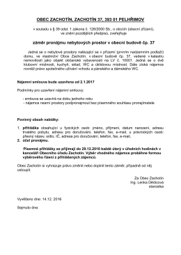 Záměr pronájmu nebytových prostor v obecní