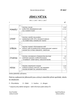1 jídelní lístek