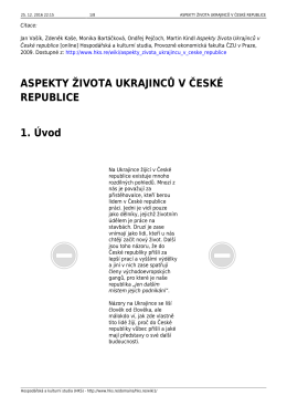 aspekty života ukrajinců v česk&eacute; republice