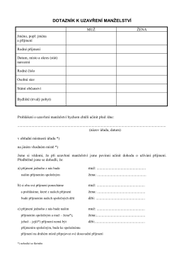DOTAZN&Iacute;K K UZAVŘEN&Iacute; MANŽELSTV&Iacute;
