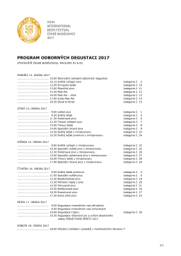 PROGRAM ODBORNÝCH DEGUSTACI 2017