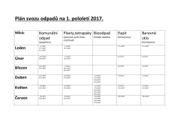 Plán svozu odpadů na 1. pololetí 2017.