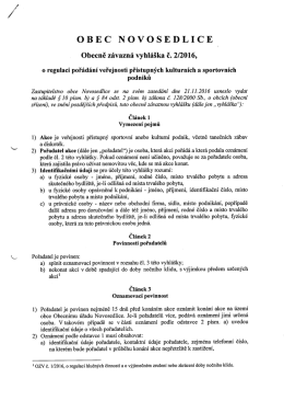 OZV č. 2/2016, o regulaci pořádání veřejnosti přístupných kulturních