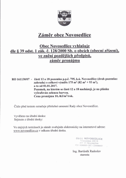 Záměr pronájmu - Obec Novosedlice