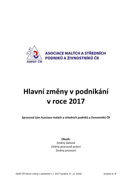 Hlavní změny v podnikání v roce 2017