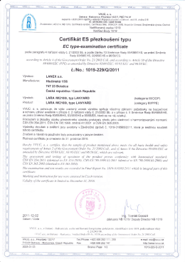 Certifik&aacute;t ES přezkou&scaron;en&iacute; typu