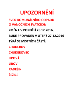 svoz odpadu o v&aacute;nočn&iacute;ch sv&aacute;tc&iacute;ch