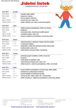 j&iacute;deln&iacute; l&iacute;stek od: 2.1. 2017 do 6.1. 2017