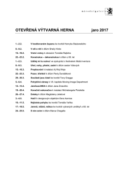 OTEVŘENÁ VÝTVARNÁ HERNA jaro 2017