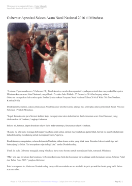 Gubernur Apresiasi Sukses Acara Natal Nasional