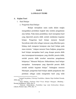 7 BAB II LANDASAN TEORI A. Kajian Teori 1. Hasil Belajar a