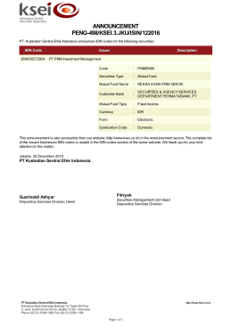 ANNOUNCEMENT PENG-498/KSEI.3.JKU/ISIN/122016