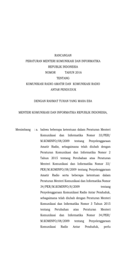 Rancangan Peraturan Menteri Kominfo tentang Komunikasi Radio