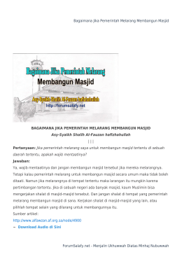 Bagaimana Jika Pemerintah Melarang Membangun Masjid ForumSalafy