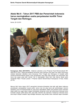 Berita 8818_Abdul Mu`ti : Tahun 2017 PBB dan Pemerintah