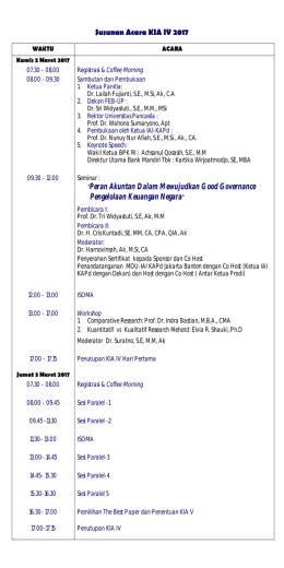 Susunan Acara KIA IV 2017 "Peran Akuntan Dalam Mewujudkan