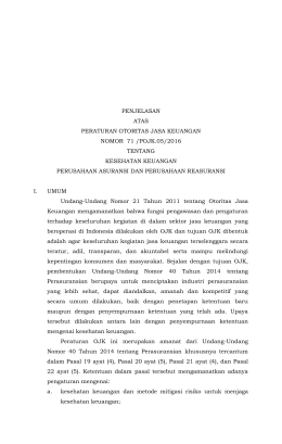 PENJELASAN ATAS PERATURAN OTORITAS JASA KEUANGAN