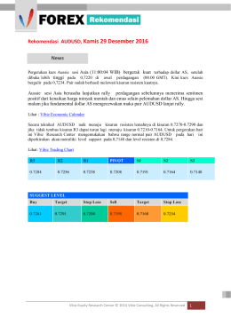 Rekomendasi AUDUSD, Kamis 29 Desember 2016