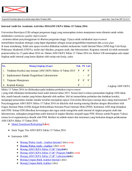Internal Audit for Academic Activities 2016AIM UKPA Siklus 15
