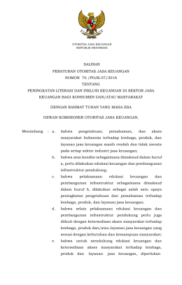 PERATURAN OTORITAS JASA KEUANGAN NOMOR 76 /POJK.07