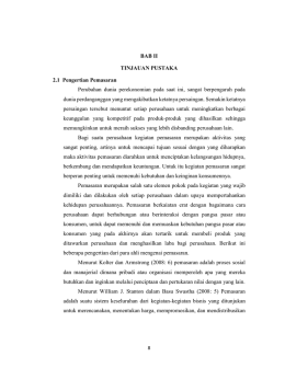 BAB II TINJAUAN PUSTAKA 2.1 Pengertian Pemasaran Perubahan