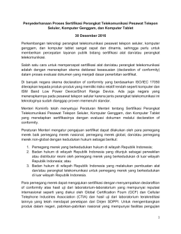 Penyederhanaan Proses Sertifikasi Perangkat Telekomunikasi
