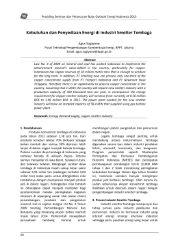 Kebutuhan dan Penyediaan Energi di Industri Smelter Tembaga