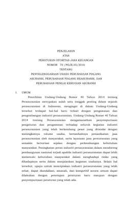 PENJELASAN ATAS PERATURAN OTORITAS JASA KEUANGAN