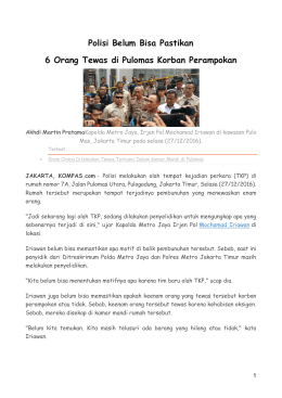 Polisi Belum Bisa Pastikan 6 Orang Tewas di Pulomas