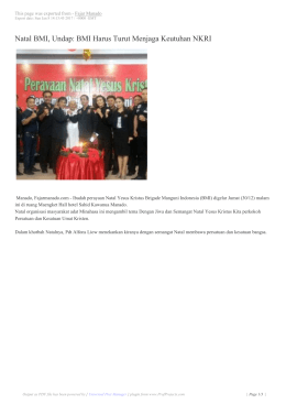 Natal BMI, Undap: BMI Harus Turut Menjaga