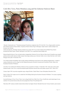 Carlo Brix Tewu, Putra Minahasa yang jadi Pjs