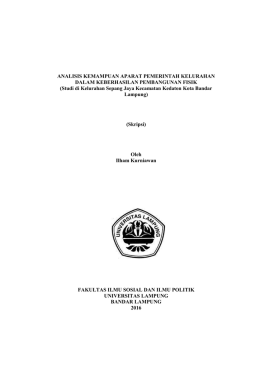 ANALISIS KEMAMPUAN APARAT PEMERINTAH KELURAHAN