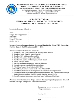 surat pernyataan kesediaan sebagai bakal calon