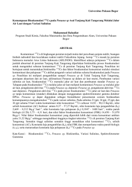 Kemampuan bioakumulasi137 Cs pada penaeus sp asal tanjung