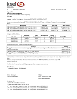 Jadwal Pembayaran Bunga atas BFI FINANCE INDONESIA