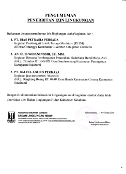 PNNGUMUMAN PENERBITAN IZIN LINGKUIYGAN