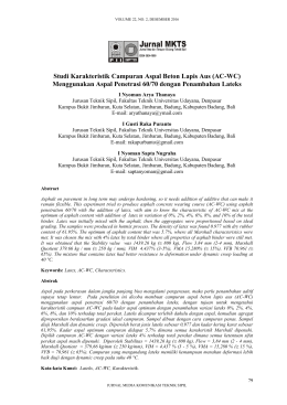 Studi Karakteristik Campuran Aspal Beton Lapis Aus (AC