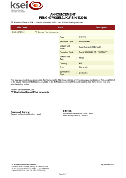ANNOUNCEMENT PENG-497/KSEI.3.JKU/ISIN/122016