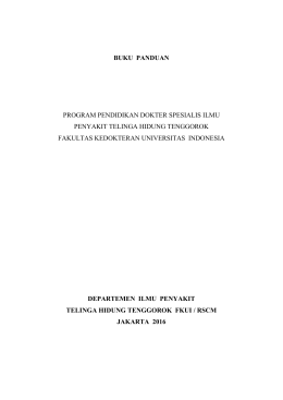 BUKU PANDUAN PROGRAM PENDIDIKAN DOKTER SPESIALIS